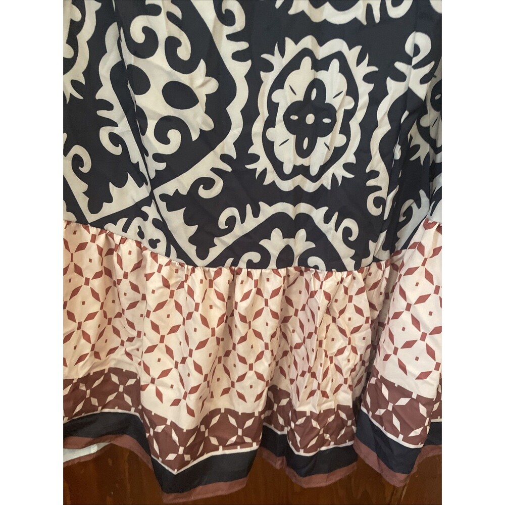 Boho Gypsy Maxi Skirt Sz L Black Multi Geometric Tribal Straight Stretch - Picture 6 of 6